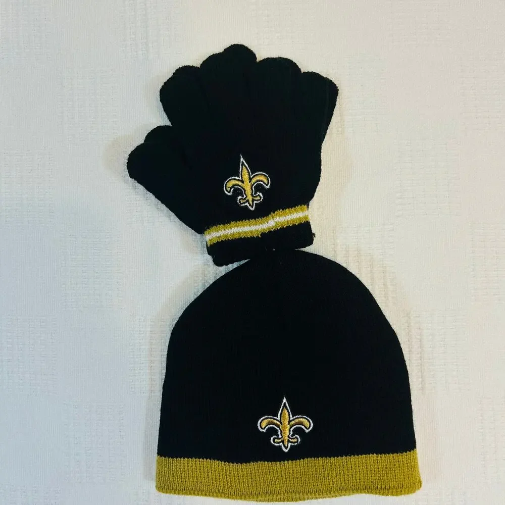 New Orleans Saints Beanie & Gloves Set Toddler 2-4T NFL Team Apparel
